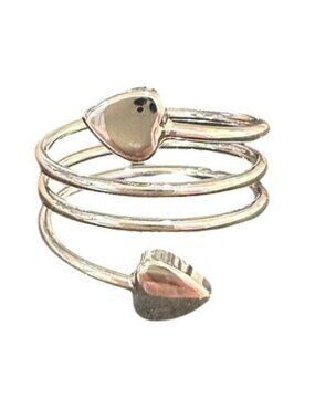 Spiral Ring Magnetic Therapy Silver Tone Heart Detail Size 8.5